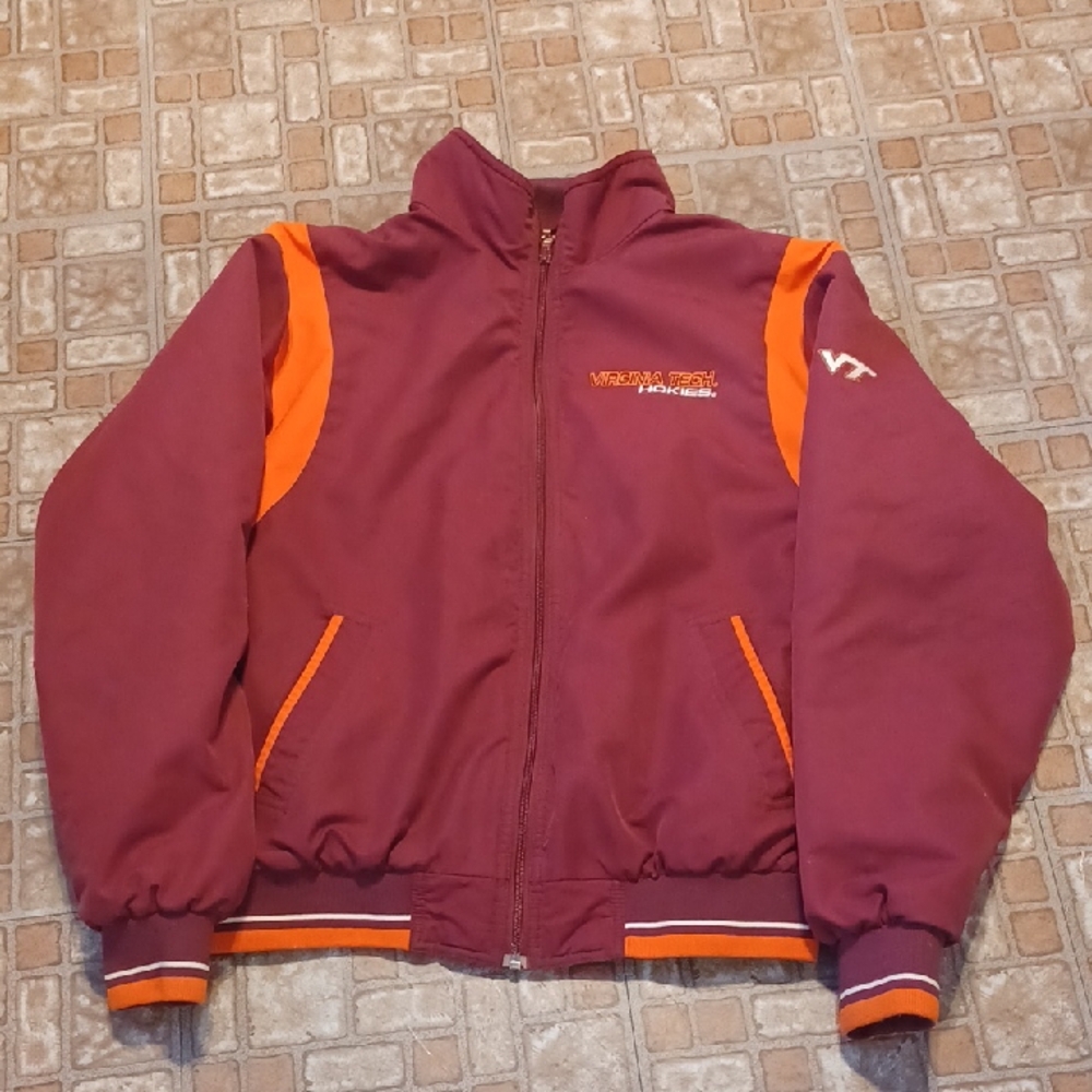 Virginia Tech Hookies Maroon and Orange Zip-Up Jacket Men's Size Medium